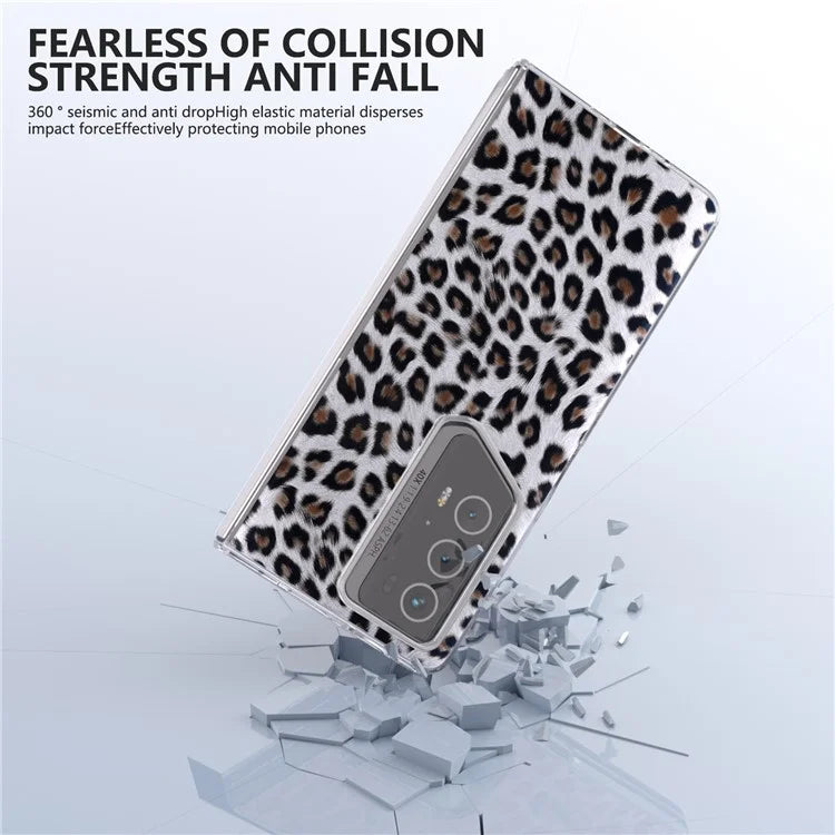 For Honor Magic V2 RSR Porsche Design Case Leather Phone Cover Leopard Texture