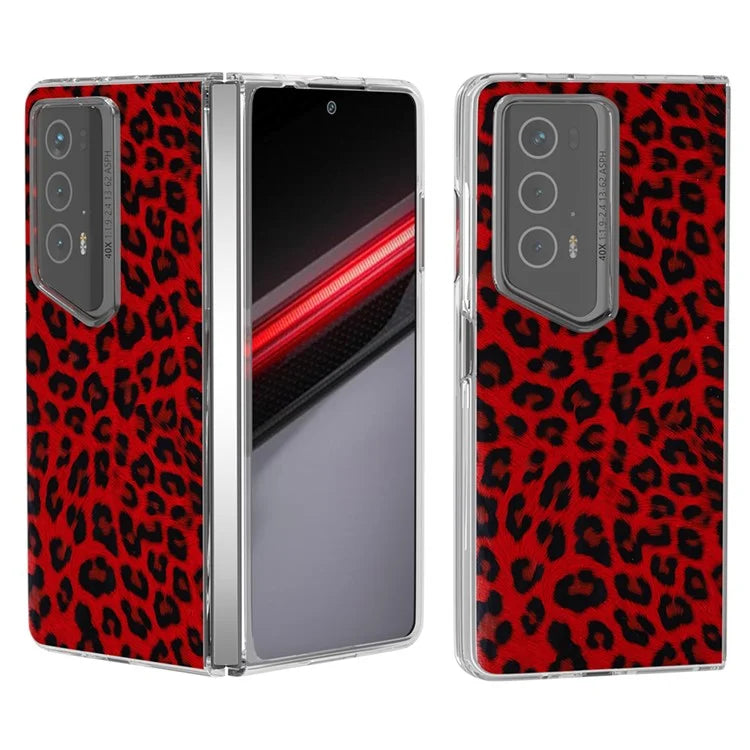 For Honor Magic V2 RSR Porsche Design Case Leather Phone Cover Leopard Texture