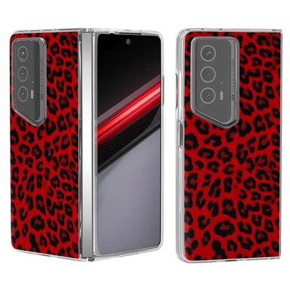 For Honor Magic V2 RSR Porsche Design Case Leather Phone Cover Leopard Texture