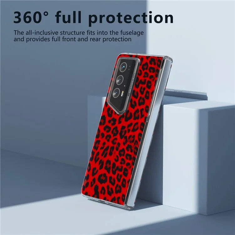 For Honor Magic V2 RSR Porsche Design Case Leather Phone Cover Leopard Texture