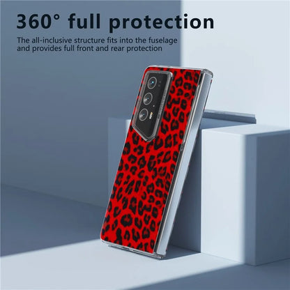 For Honor Magic V2 RSR Porsche Design Case Leather Phone Cover Leopard Texture