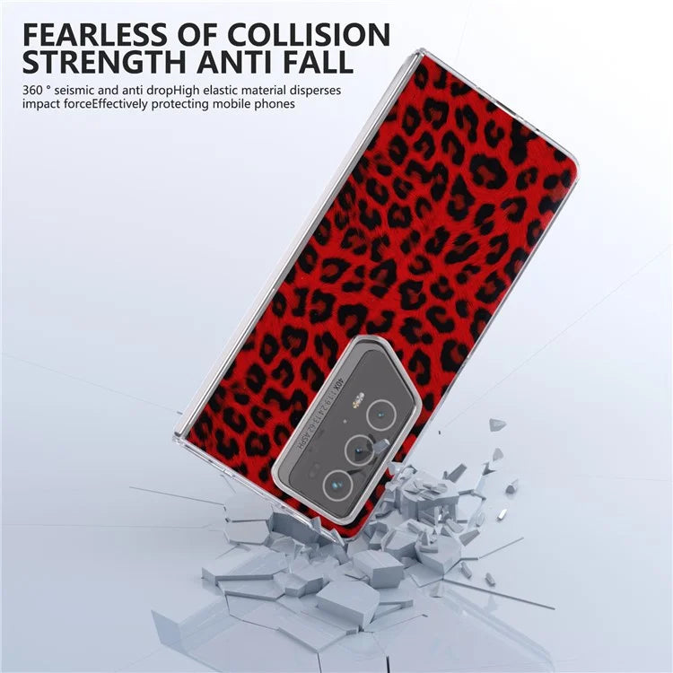 For Honor Magic V2 RSR Porsche Design Case Leather Phone Cover Leopard Texture