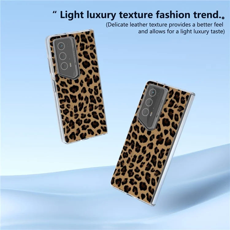 For Honor Magic V2 RSR Porsche Design Case Leather Phone Cover Leopard Texture