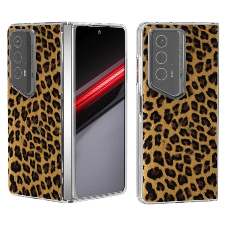 For Honor Magic V2 RSR Porsche Design Case Leather Phone Cover Leopard Texture