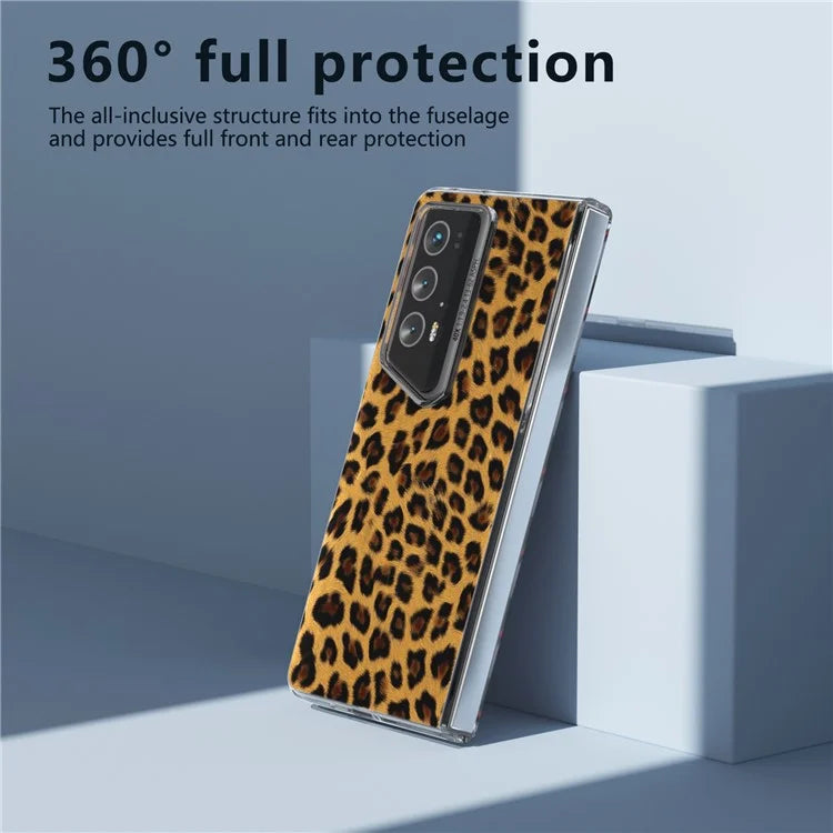 For Honor Magic V2 RSR Porsche Design Case Leather Phone Cover Leopard Texture
