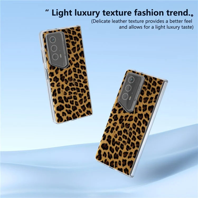 For Honor Magic V2 RSR Porsche Design Case Leather Phone Cover Leopard Texture