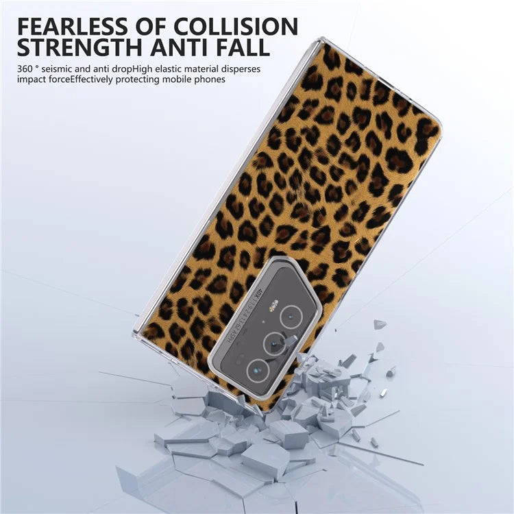 For Honor Magic V2 RSR Porsche Design Case Leather Phone Cover Leopard Texture