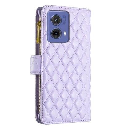 BINFEN COLOR BF Style-15 For Motorola Moto G85 5G / S50 Neo 5G Case PU Leather Zipper Pocket Phone Cover