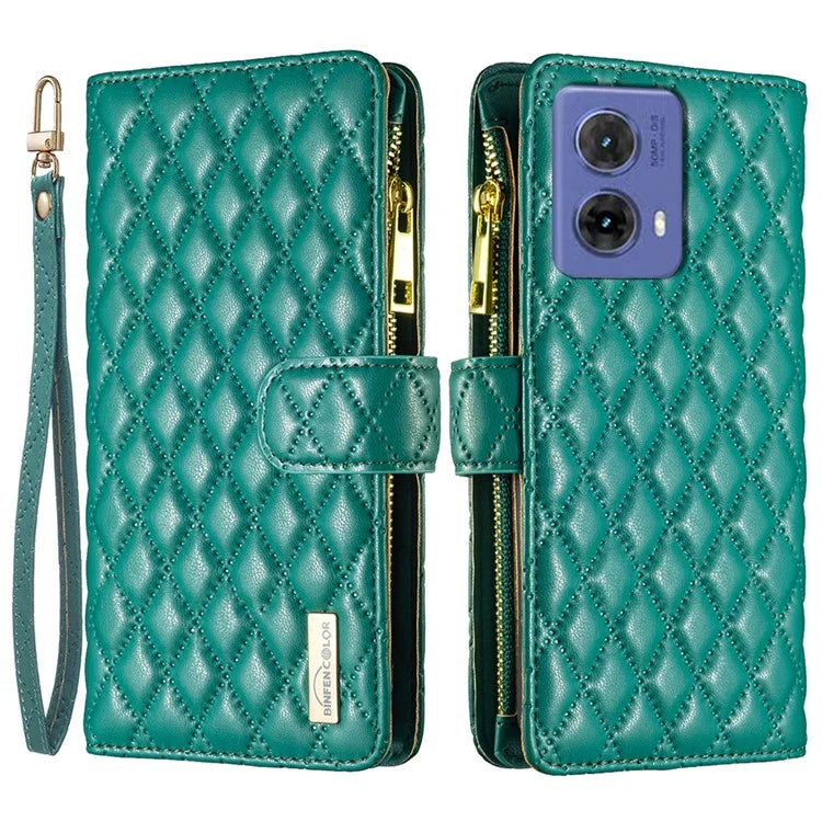 BINFEN COLOR BF Style-15 For Motorola Moto G85 5G / S50 Neo 5G Case PU Leather Zipper Pocket Phone Cover