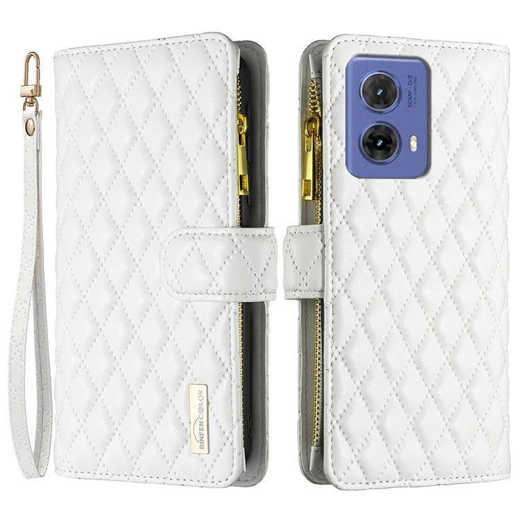 BINFEN COLOR BF Style-15 For Motorola Moto G85 5G / S50 Neo 5G Case PU Leather Zipper Pocket Phone Cover