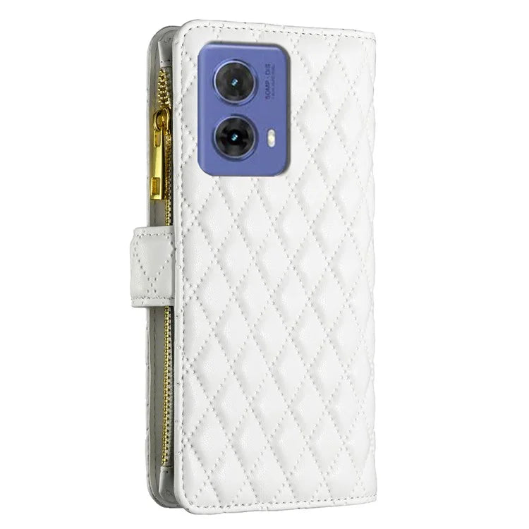 BINFEN COLOR BF Style-15 For Motorola Moto G85 5G / S50 Neo 5G Case PU Leather Zipper Pocket Phone Cover