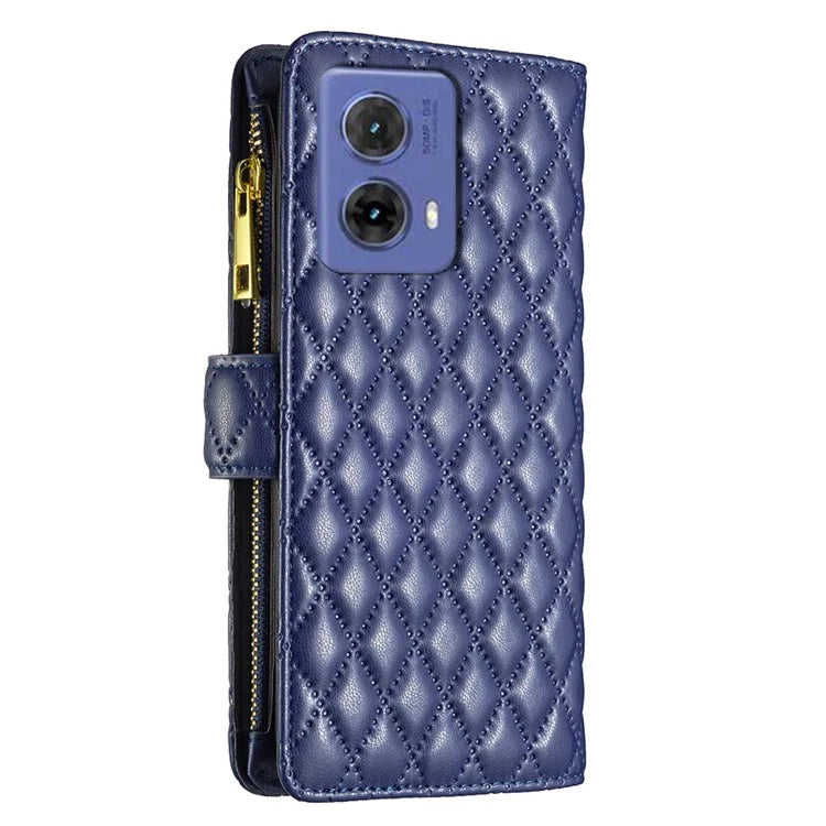 BINFEN COLOR BF Style-15 For Motorola Moto G85 5G / S50 Neo 5G Case PU Leather Zipper Pocket Phone Cover