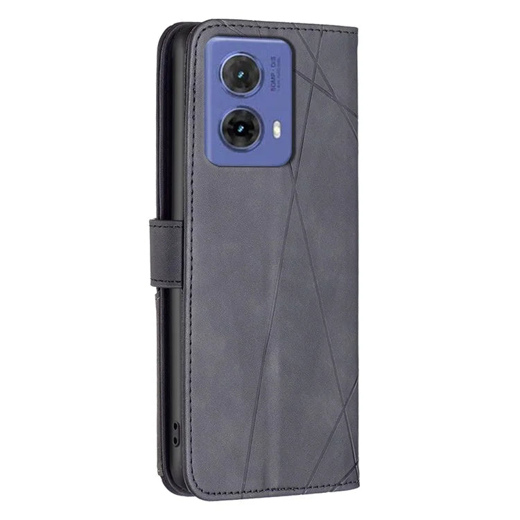 BINFEN COLOR BF05 For Motorola Moto G85 5G / S50 Neo 5G Case Leather Phone Cover Geometry Imprint