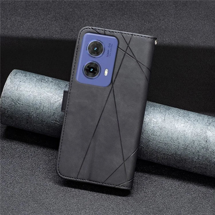 BINFEN COLOR BF05 For Motorola Moto G85 5G / S50 Neo 5G Case Leather Phone Cover Geometry Imprint