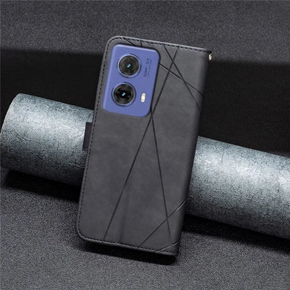 BINFEN COLOR BF05 For Motorola Moto G85 5G / S50 Neo 5G Case Leather Phone Cover Geometry Imprint