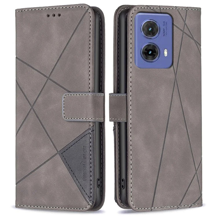 BINFEN COLOR BF05 For Motorola Moto G85 5G / S50 Neo 5G Case Leather Phone Cover Geometry Imprint