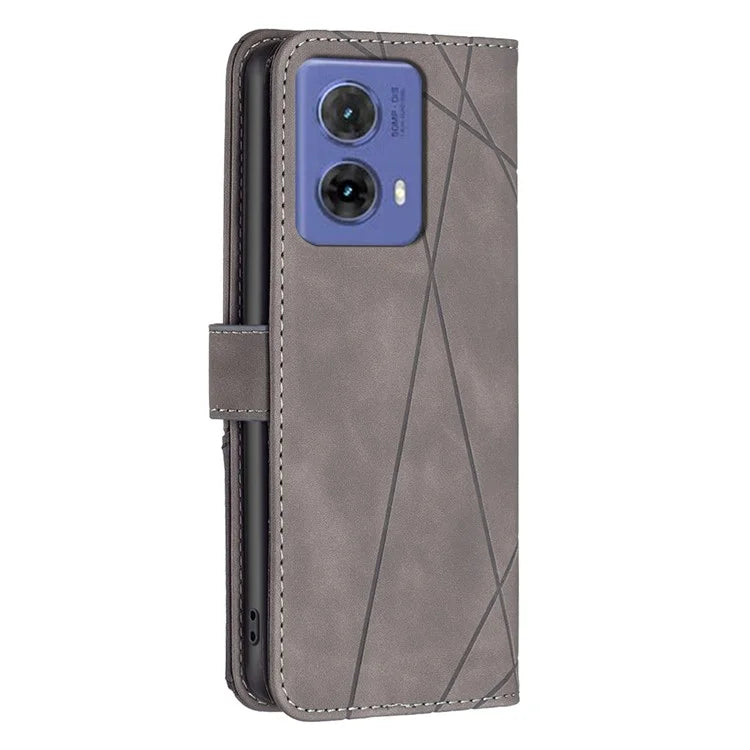 BINFEN COLOR BF05 For Motorola Moto G85 5G / S50 Neo 5G Case Leather Phone Cover Geometry Imprint