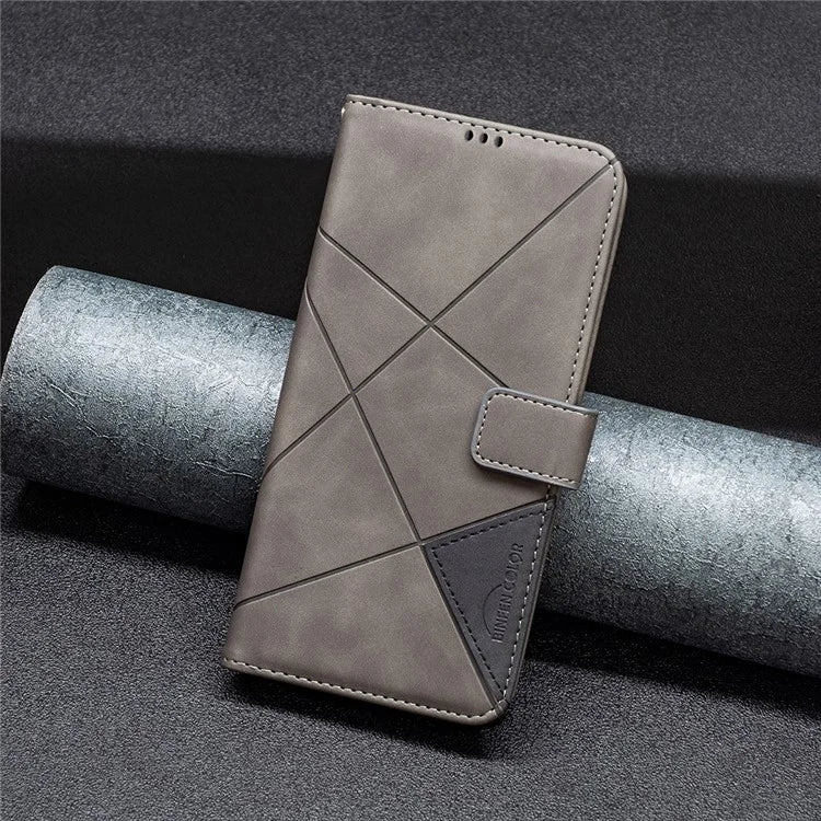 BINFEN COLOR BF05 For Motorola Moto G85 5G / S50 Neo 5G Case Leather Phone Cover Geometry Imprint