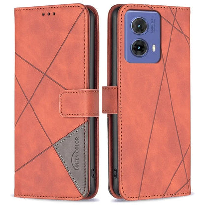 BINFEN COLOR BF05 For Motorola Moto G85 5G / S50 Neo 5G Case Leather Phone Cover Geometry Imprint