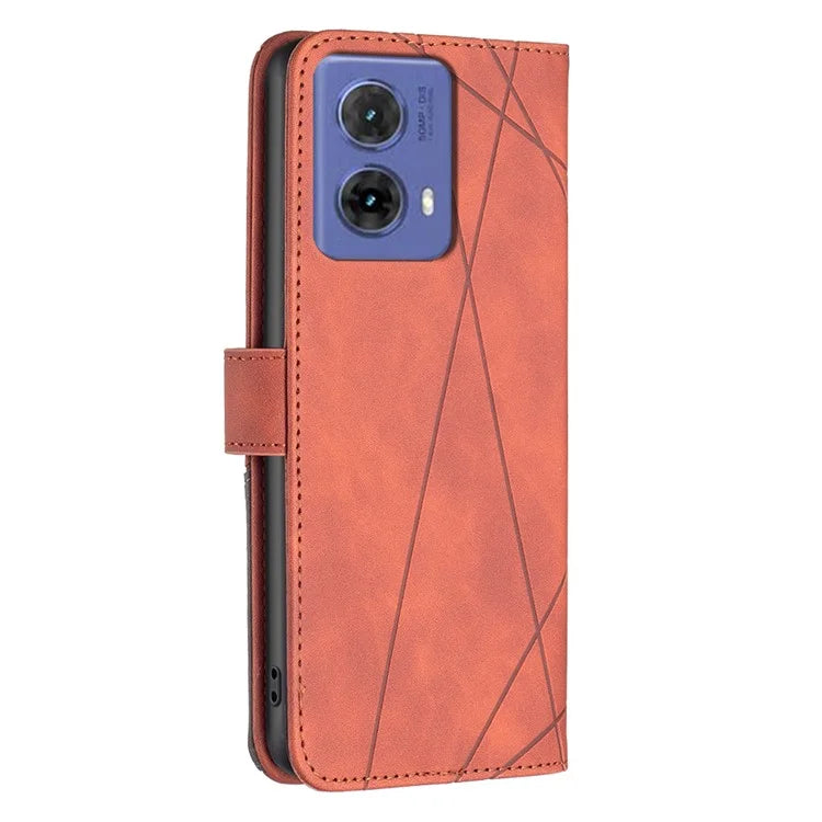 BINFEN COLOR BF05 For Motorola Moto G85 5G / S50 Neo 5G Case Leather Phone Cover Geometry Imprint
