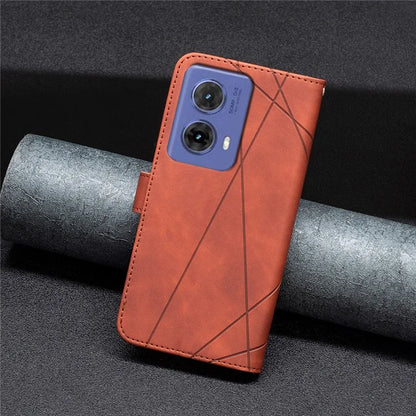 BINFEN COLOR BF05 For Motorola Moto G85 5G / S50 Neo 5G Case Leather Phone Cover Geometry Imprint