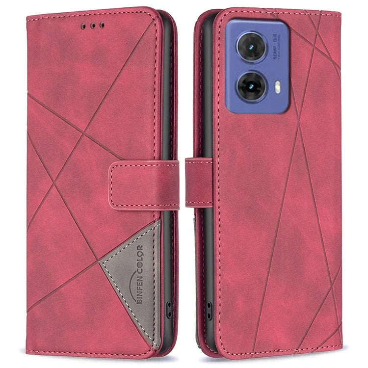BINFEN COLOR BF05 For Motorola Moto G85 5G / S50 Neo 5G Case Leather Phone Cover Geometry Imprint