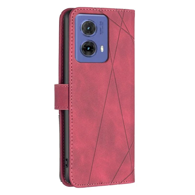 BINFEN COLOR BF05 For Motorola Moto G85 5G / S50 Neo 5G Case Leather Phone Cover Geometry Imprint