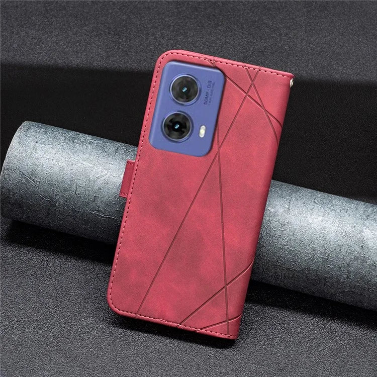 BINFEN COLOR BF05 For Motorola Moto G85 5G / S50 Neo 5G Case Leather Phone Cover Geometry Imprint