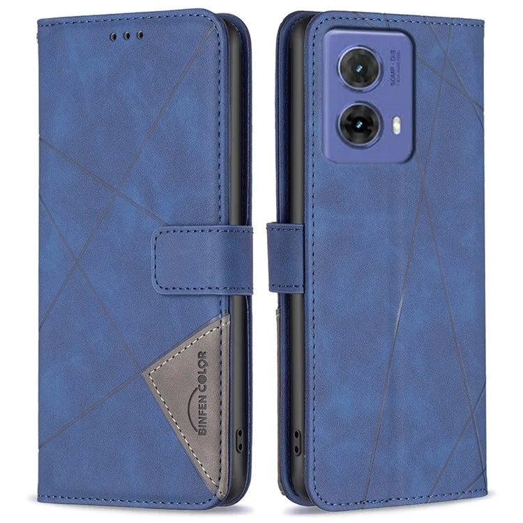 BINFEN COLOR BF05 For Motorola Moto G85 5G / S50 Neo 5G Case Leather Phone Cover Geometry Imprint