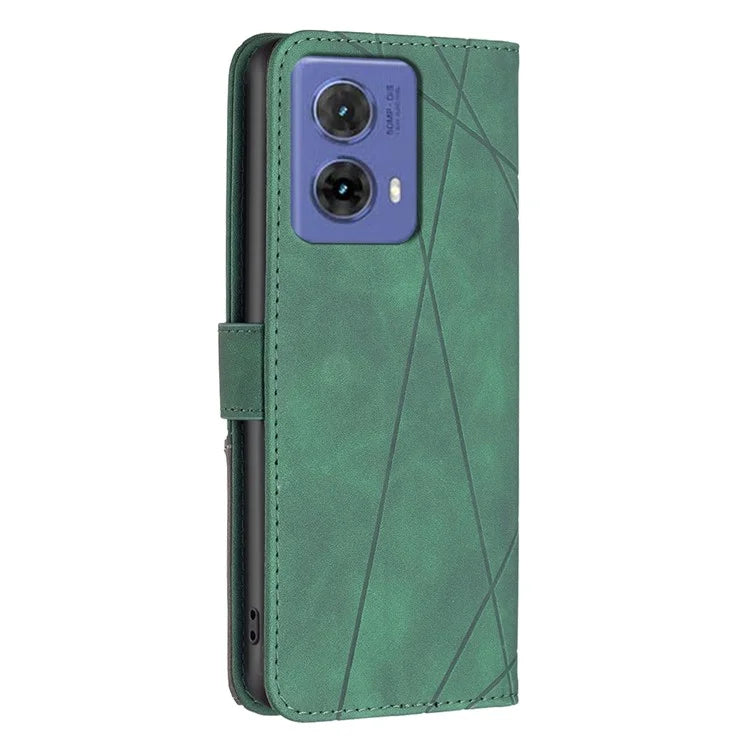 BINFEN COLOR BF05 For Motorola Moto G85 5G / S50 Neo 5G Case Leather Phone Cover Geometry Imprint