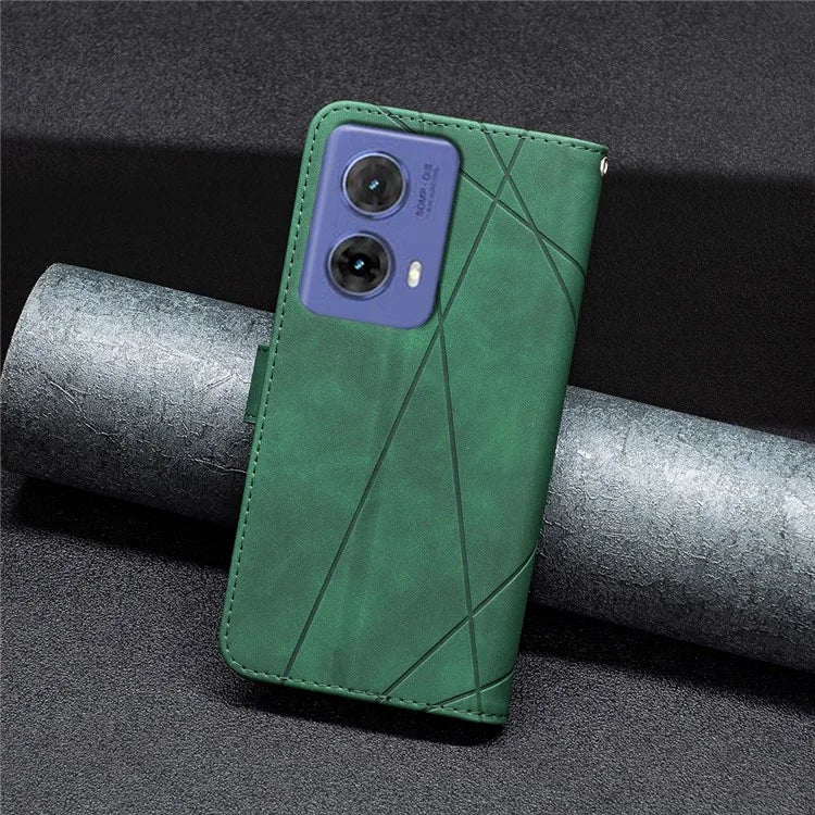 BINFEN COLOR BF05 For Motorola Moto G85 5G / S50 Neo 5G Case Leather Phone Cover Geometry Imprint