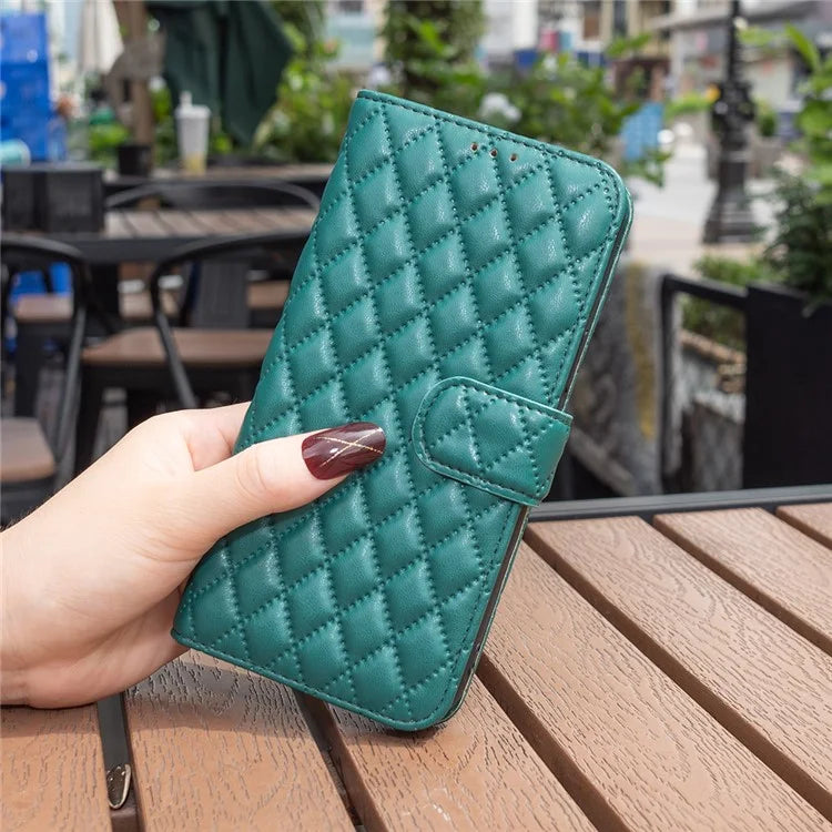 BINFEN COLOR BF Style-14 For OnePlus Nord CE4 Lite 5G / Oppo K12x 5G (China) Leather Case Rhombus Phone Cover