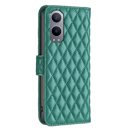 BINFEN COLOR BF Style-14 For OnePlus Nord CE4 Lite 5G / Oppo K12x 5G (China) Leather Case Rhombus Phone Cover