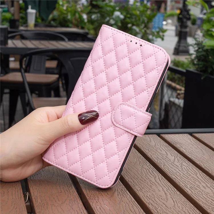 BINFEN COLOR BF Style-14 For OnePlus Nord CE4 Lite 5G / Oppo K12x 5G (China) Leather Case Rhombus Phone Cover