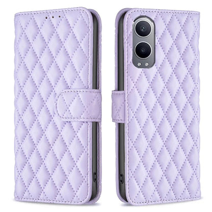 BINFEN COLOR BF Style-14 For OnePlus Nord CE4 Lite 5G / Oppo K12x 5G (China) Leather Case Rhombus Phone Cover