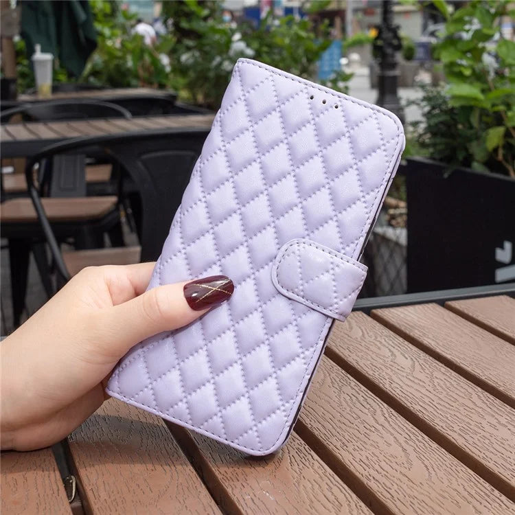 BINFEN COLOR BF Style-14 For OnePlus Nord CE4 Lite 5G / Oppo K12x 5G (China) Leather Case Rhombus Phone Cover
