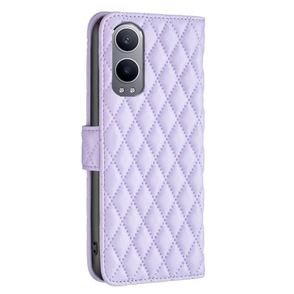 BINFEN COLOR BF Style-14 For OnePlus Nord CE4 Lite 5G / Oppo K12x 5G (China) Leather Case Rhombus Phone Cover