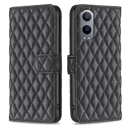 BINFEN COLOR BF Style-14 For OnePlus Nord CE4 Lite 5G / Oppo K12x 5G (China) Leather Case Rhombus Phone Cover