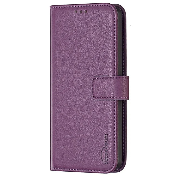 BINFEN COLOR BF17 For OnePlus Nord CE4 Lite 5G / Oppo K12x 5G (China) PU Leather Case Wallet Flip Phone Stand Cover