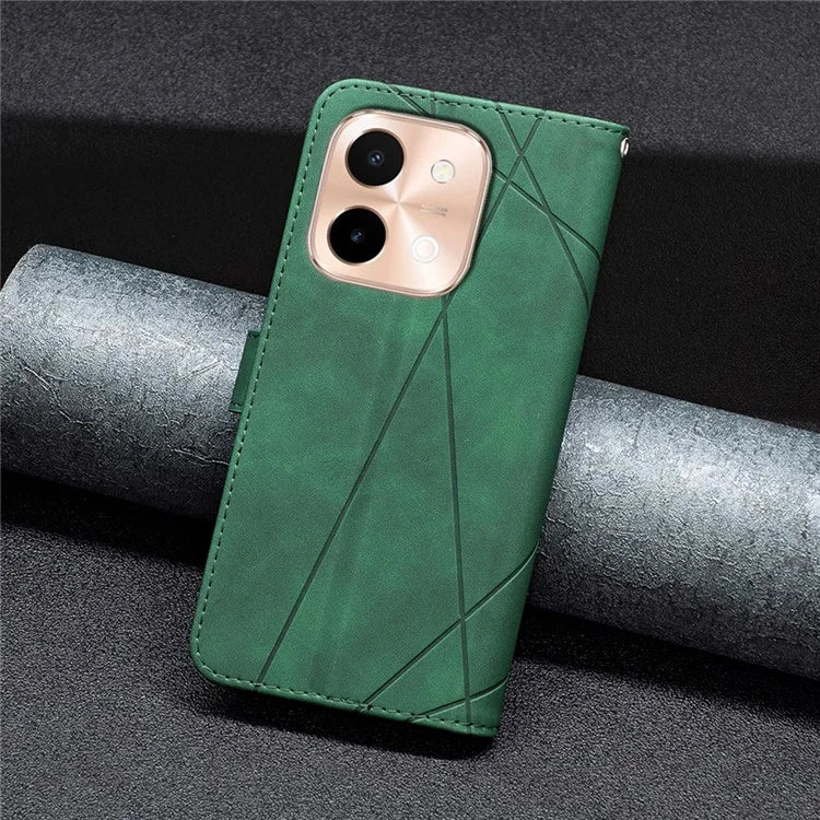BINFEN COLOR BF05 For vivo Y28 4G Case PU Leather Wallet Geometry Phone Cover