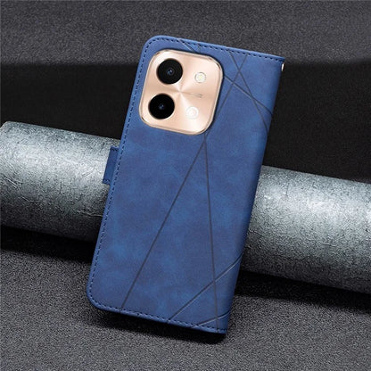 BINFEN COLOR BF05 For vivo Y28 4G Case PU Leather Wallet Geometry Phone Cover