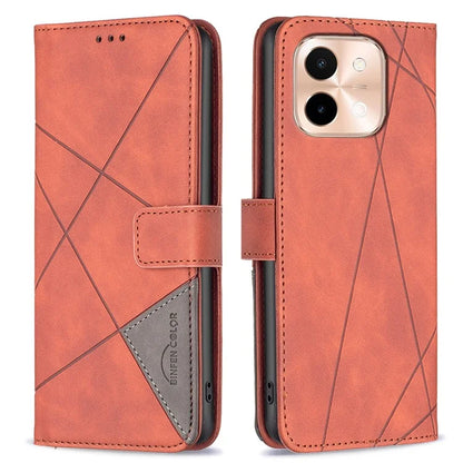 BINFEN COLOR BF05 For vivo Y28 4G Case PU Leather Wallet Geometry Phone Cover