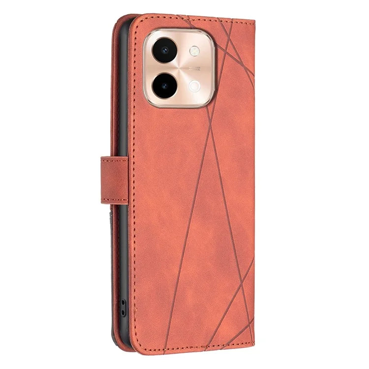 BINFEN COLOR BF05 For vivo Y28 4G Case PU Leather Wallet Geometry Phone Cover