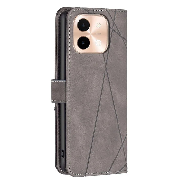 BINFEN COLOR BF05 For vivo Y28 4G Case PU Leather Wallet Geometry Phone Cover