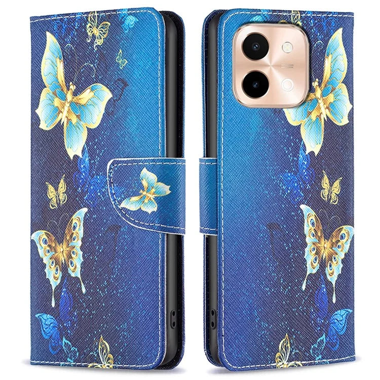 For vivo Y28 4G Case Leather Wallet Stand Phone Cover Pattern Printing