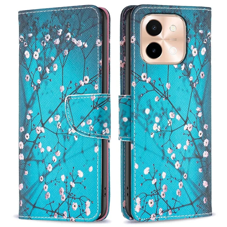 For vivo Y28 4G Case Leather Wallet Stand Phone Cover Pattern Printing