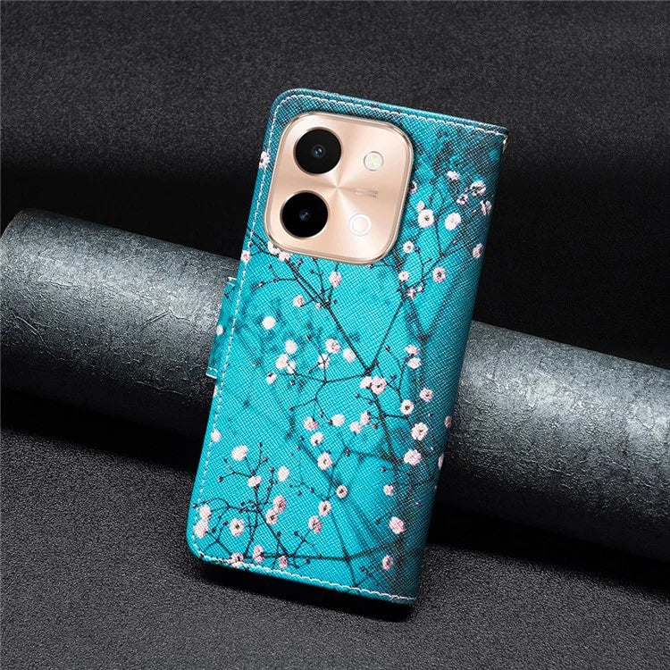 For vivo Y28 4G Case Leather Wallet Stand Phone Cover Pattern Printing