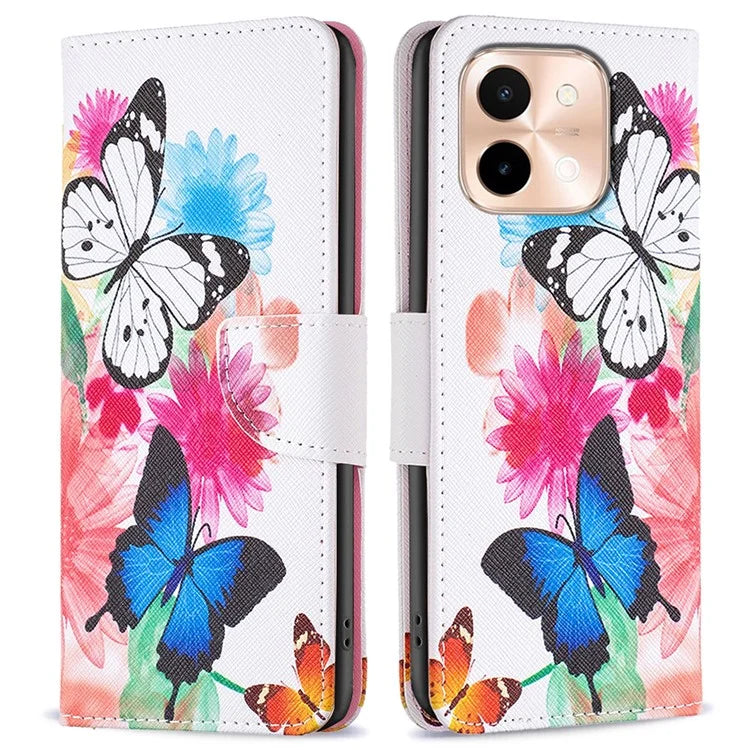 For vivo Y28 4G Case Leather Wallet Stand Phone Cover Pattern Printing