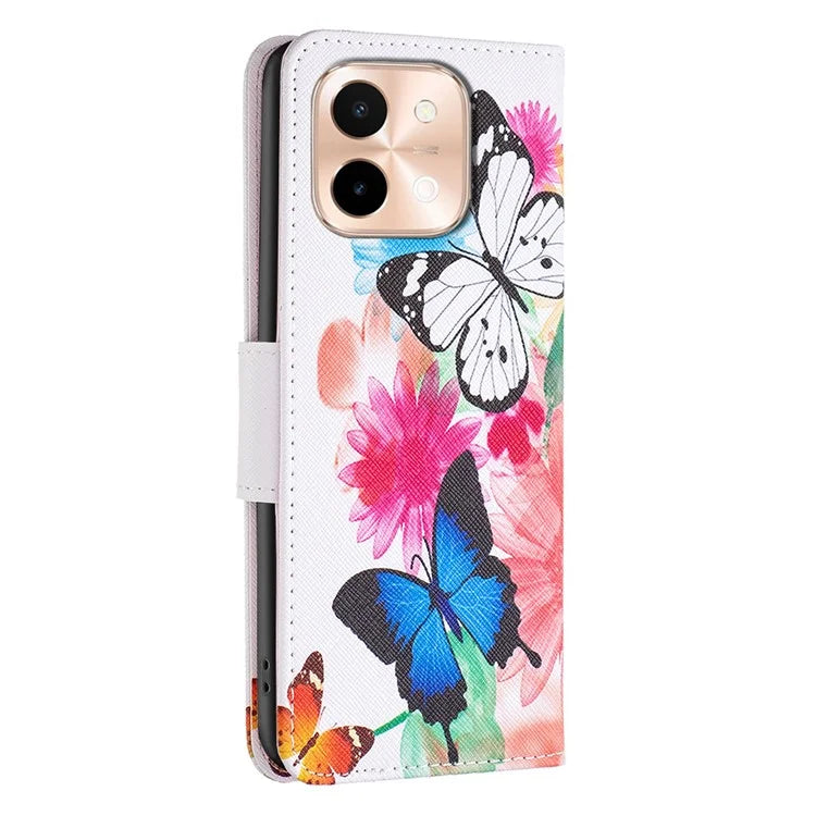 For vivo Y28 4G Case Leather Wallet Stand Phone Cover Pattern Printing