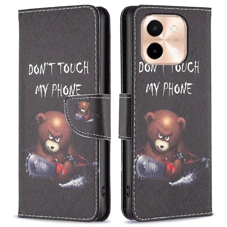 For vivo Y28 4G Case Leather Wallet Stand Phone Cover Pattern Printing